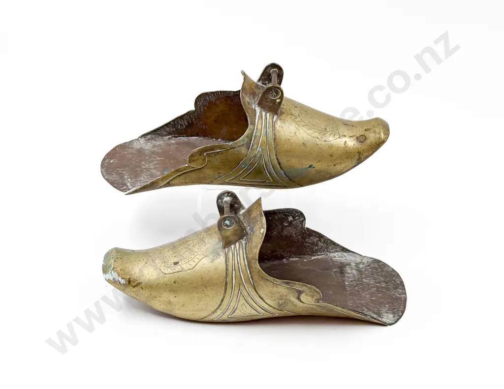 Pair of Vintage Brass Spanish Conquistador Stirrup or Brass Boot Covers Image 1++