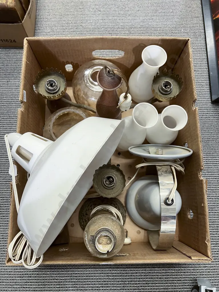Box Quantity of Assorted Vintage Light Fittings Image 1++