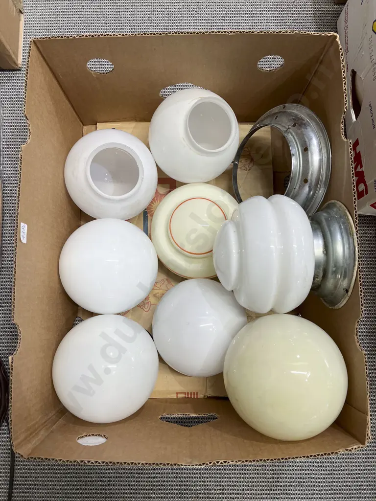 Box of Assorted Art Deco Glass Shades etc Image 1++