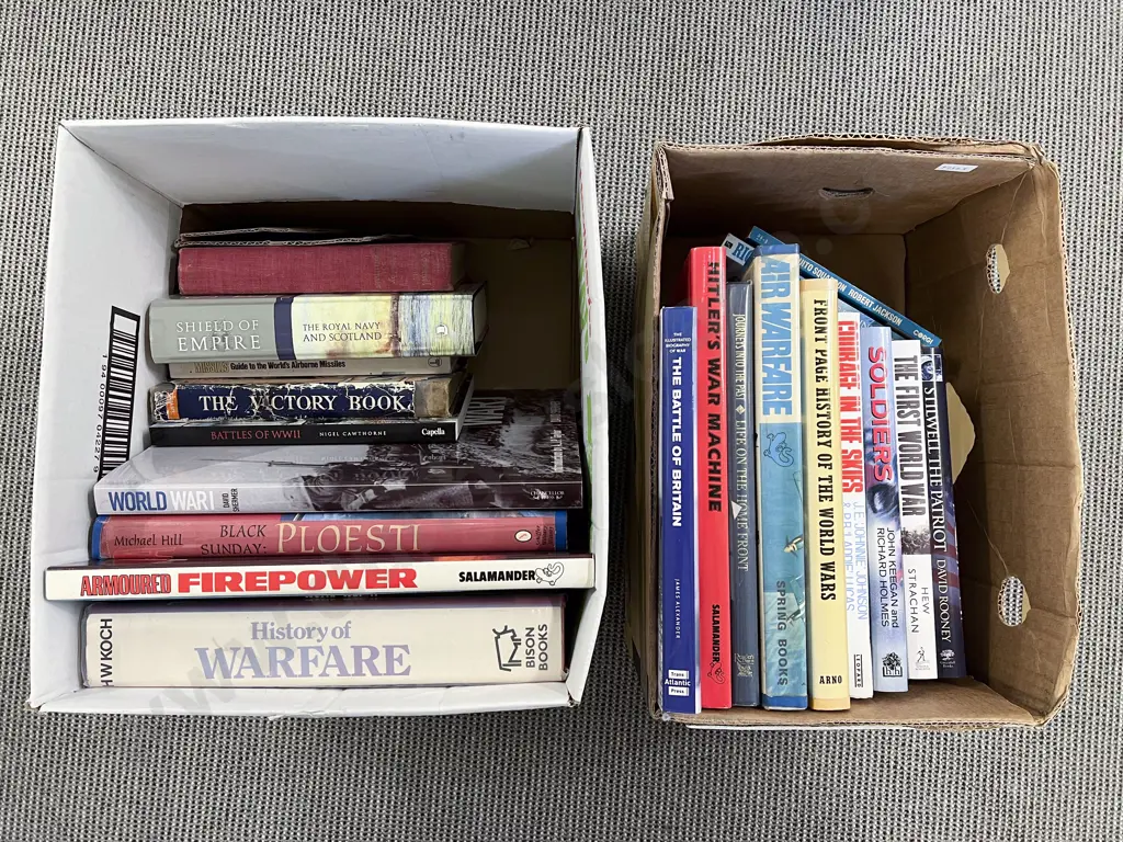 Two Boxes of Mainly Military Volumes Image 1++