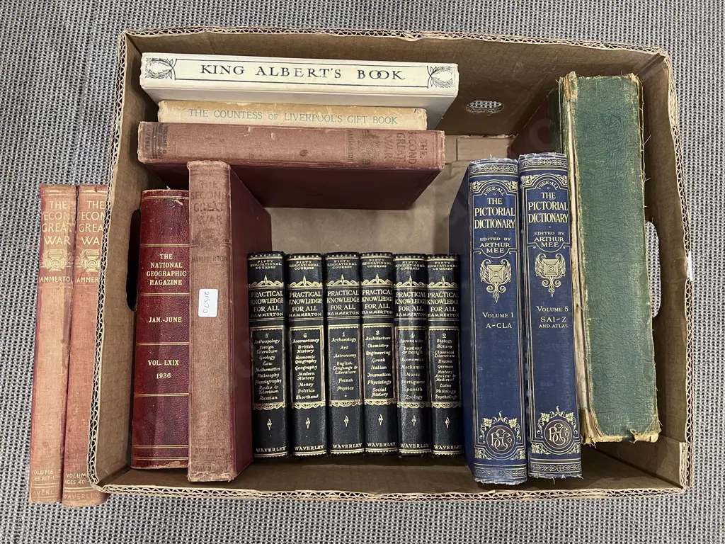 Box of Assorted Vintage Volumes incl King Albert's Book Image 1++