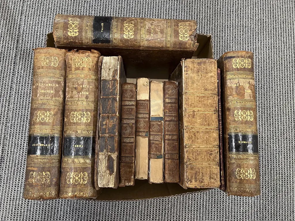 Box of Leather Bound Books Image 1++