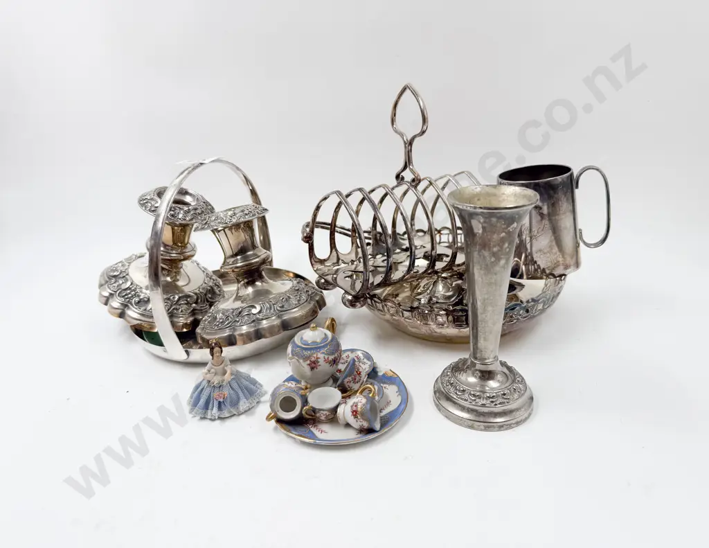 Pair S/P Candlesticks & Assorted Image 1++