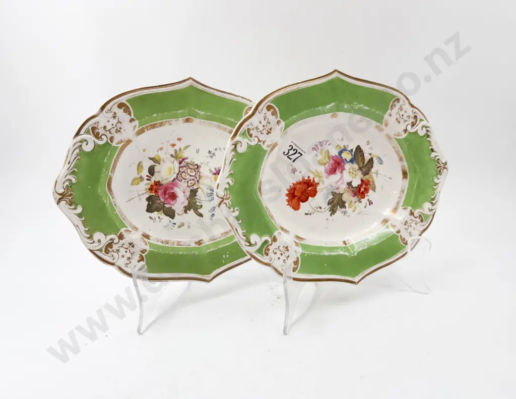 Two Handpainted Victorian Serving Plates Image 1++