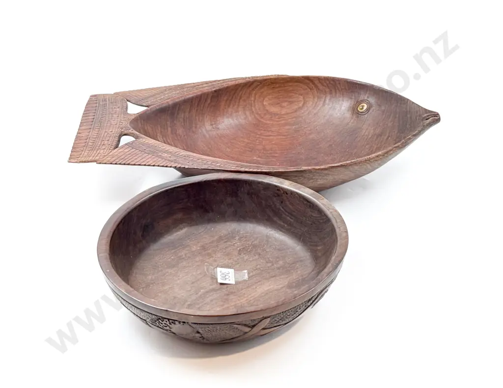 Small Carved Bowl & Fish Form Bowl Image 1++