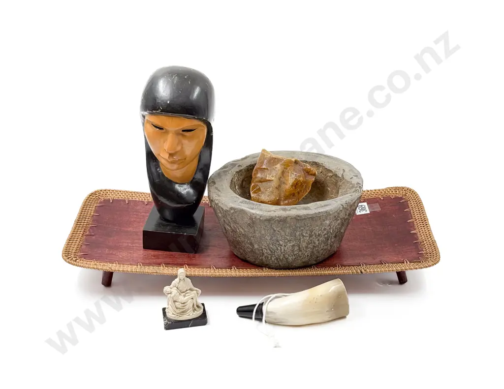 Small Quantity of Assorted incl Kauri Gum Carved Bust & Others Image 1++