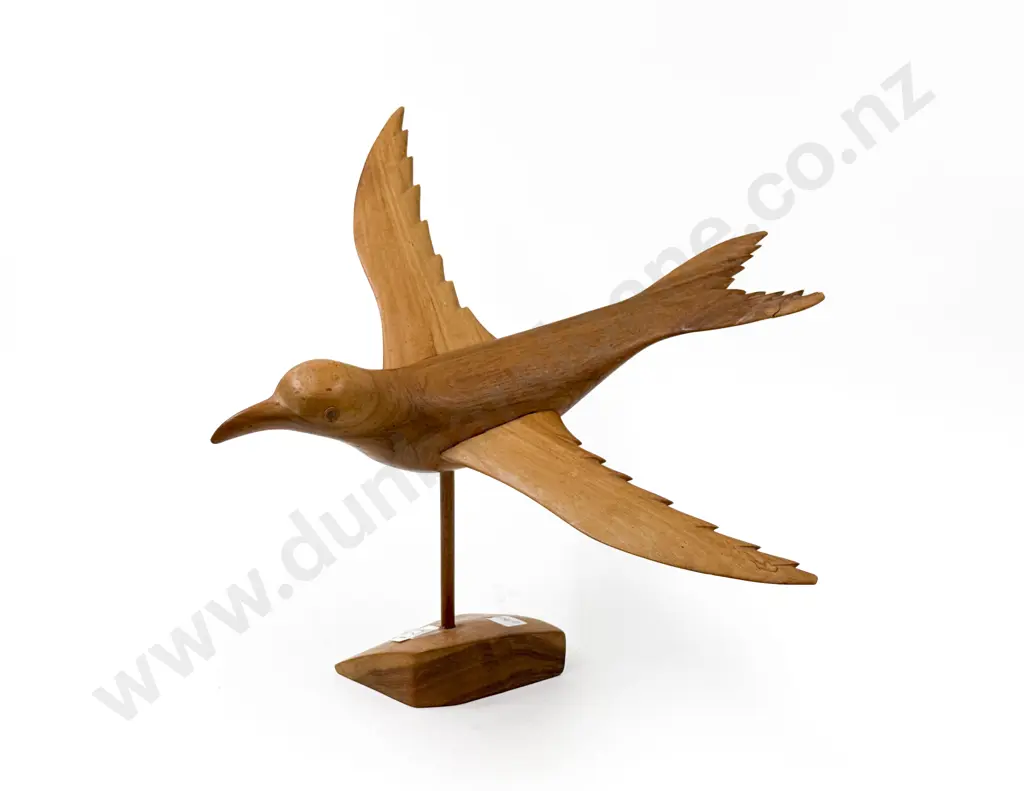 Pitcairn Island Native Timber Turned Wood Bird Ornament on Stand Image 1++