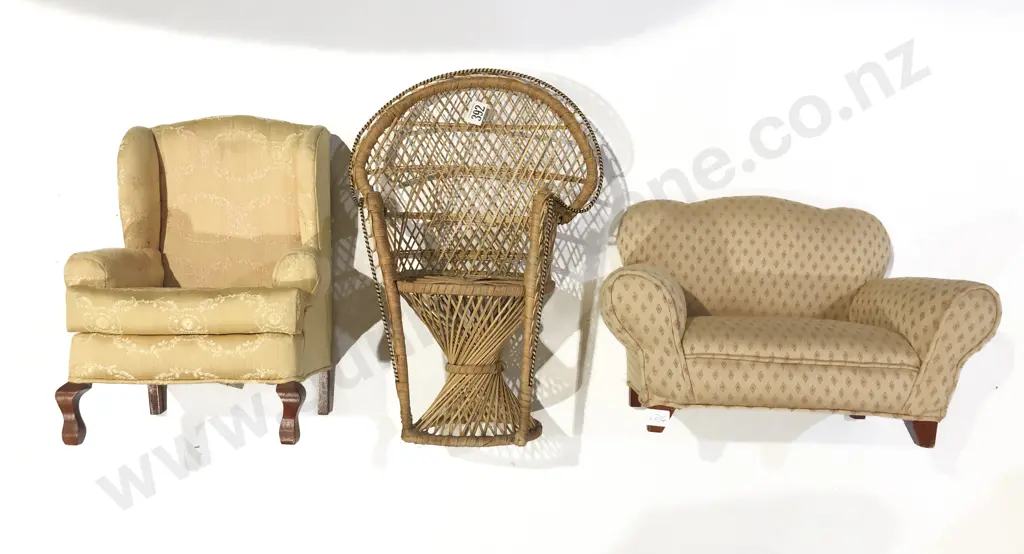 Dolls Couch Armchair & Cane Chair Image 1++