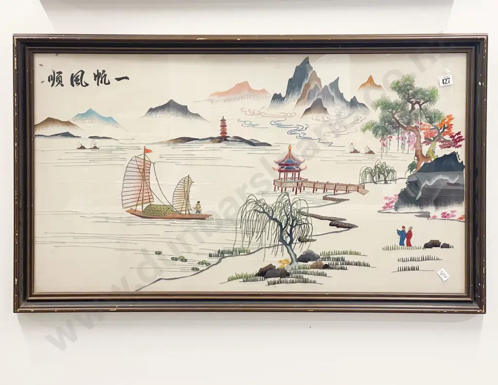 Framed Vintage Chinese Embroidery Image 1++