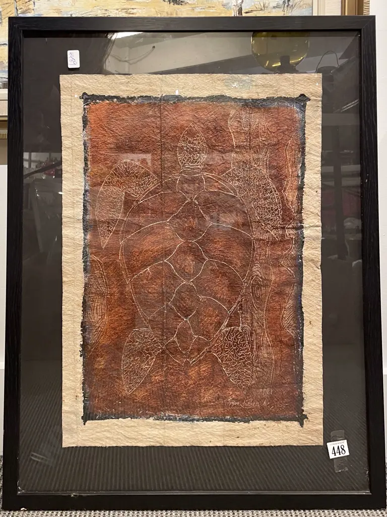 Artwork on Handmade Tapa Cloth Image 1++