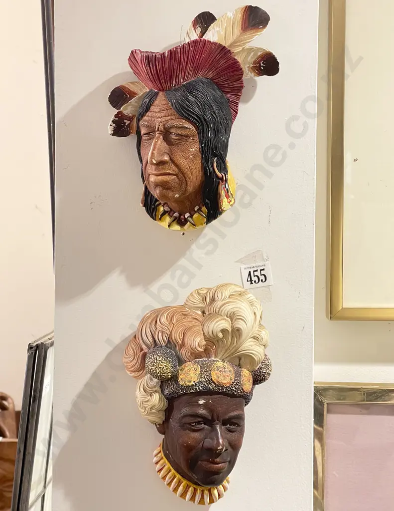 Two Bossons Portrait Plaques - African Zulu & Shawnee Indian Chief Image 1++