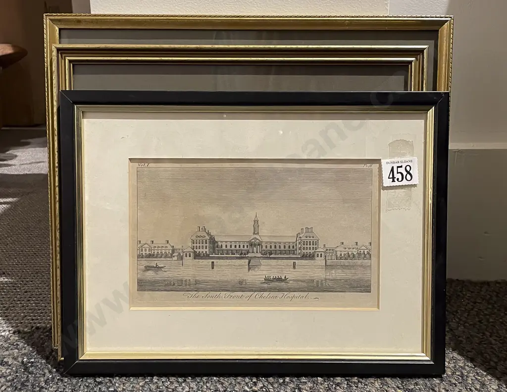 Three Framed Vintage Architectural Etchings Image 1++