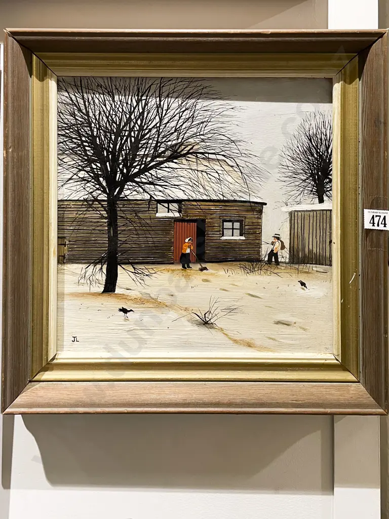 Unknown Artist - Naive Farmscape  - Oil on Board Image 1++