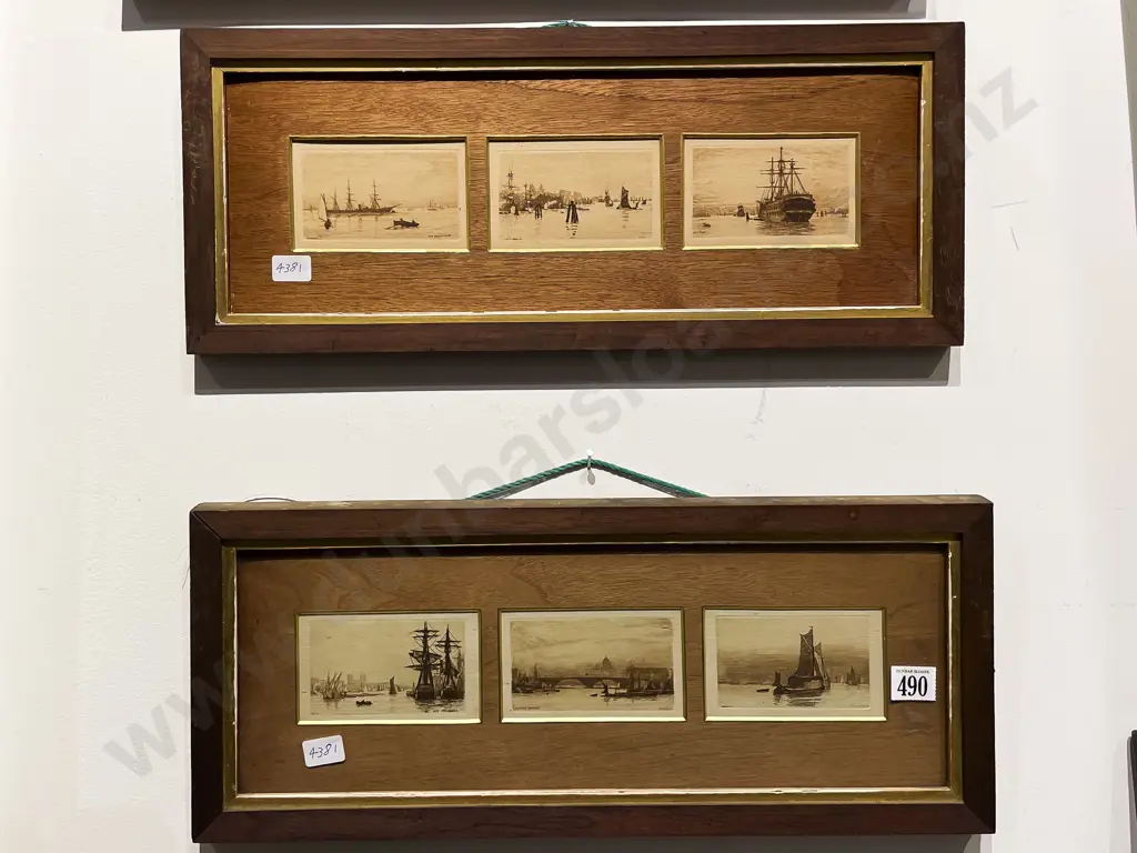 Two Sets Framed London Etchings Image 1++