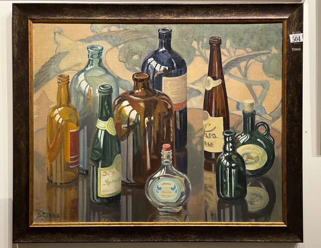 Stella Gibbs - "Bottles" - Oil on Board Image 1++