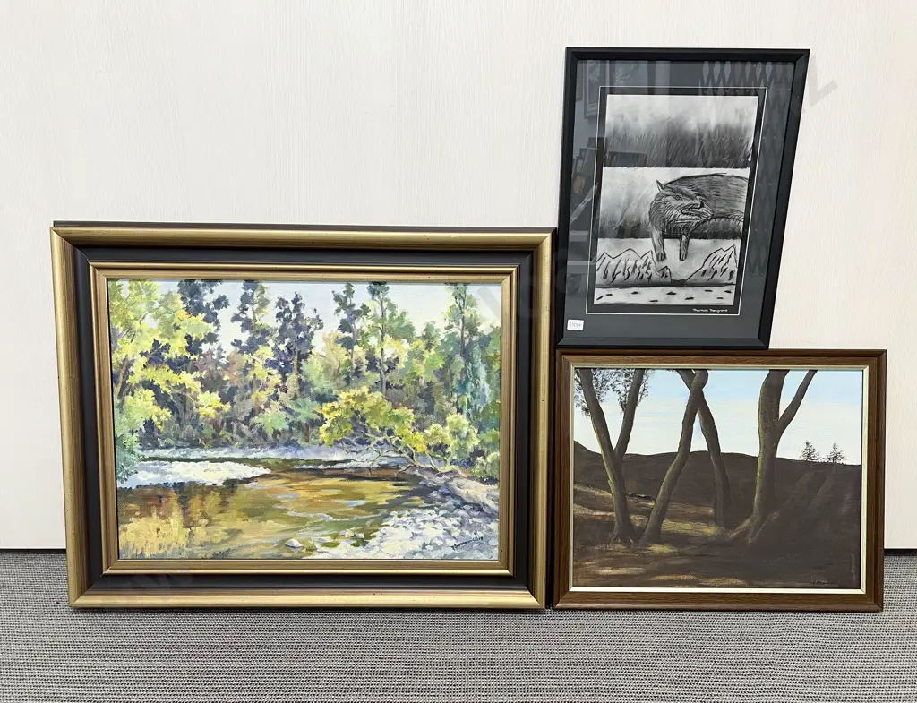 Thomas Trengrove Mixed Media together with Two Oil Landscapes Image 1++
