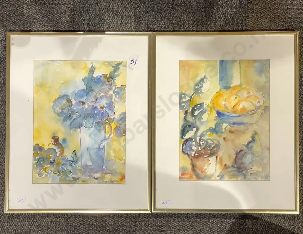 Alice Pellow - Pair of Still Life Watercolours Image 1++