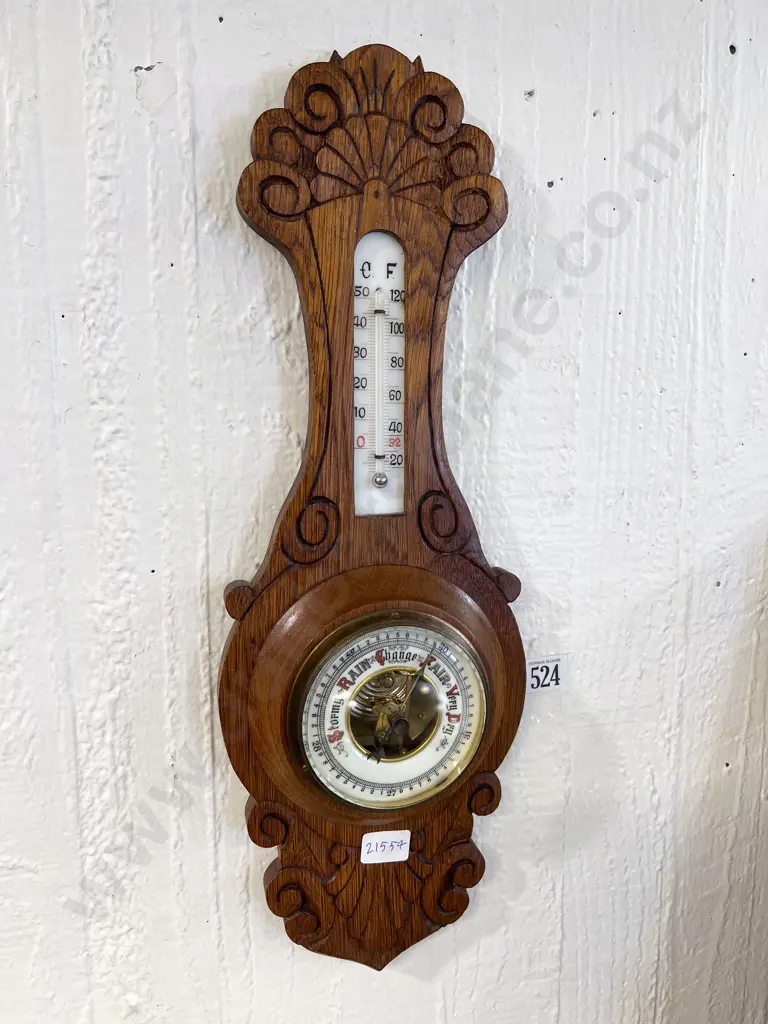 Oak Cased Wall Barometer Image 1++