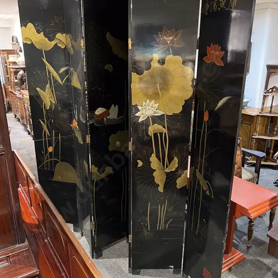 Six Panelled Ebonised Dressing Screen