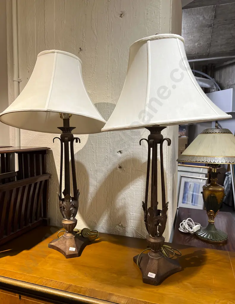 Pair of Metal Table Lamps Image 1++