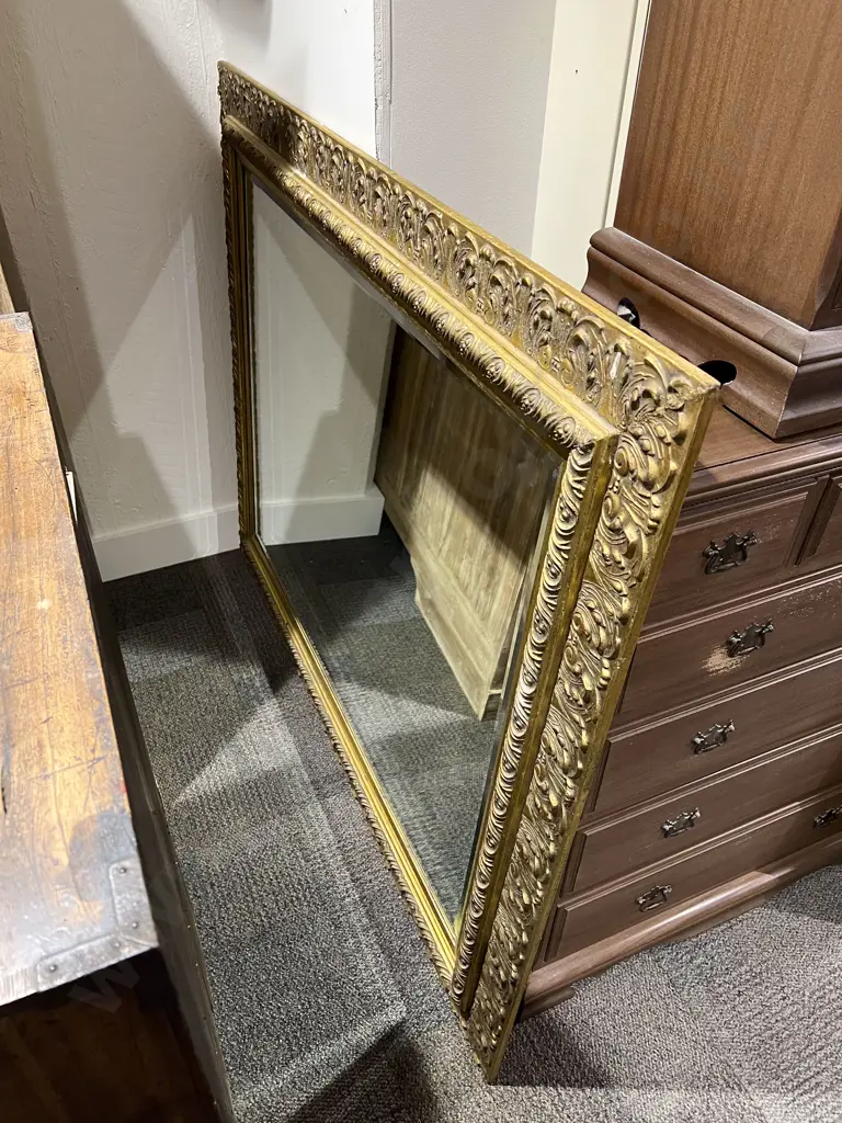 Large Gilt Framed Bevell Edged Mantel Mirror Image 1++