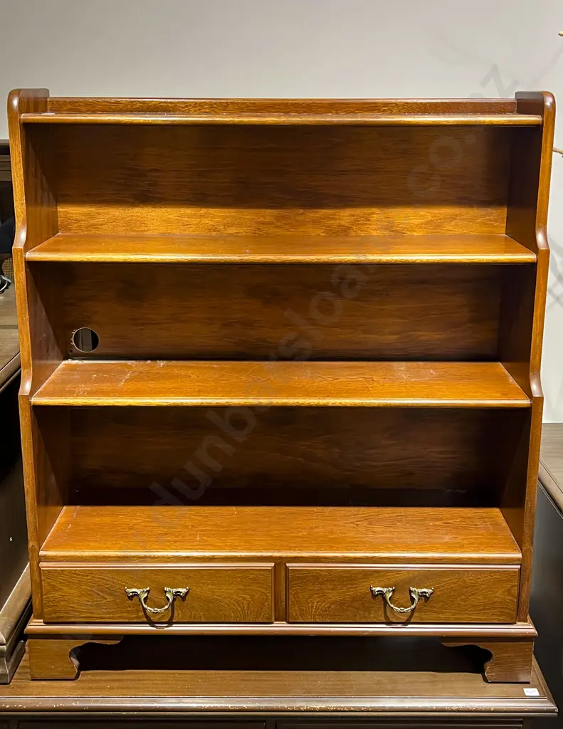 Mahogany Open Front Graduating Bookcase with Two Drawers to Base Image 1++
