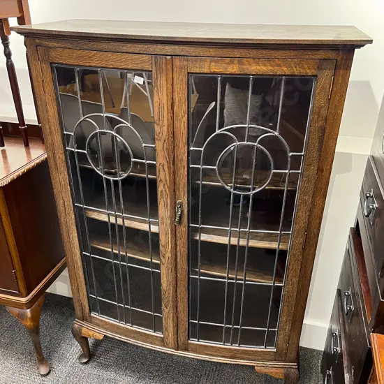 Oak Leadlight China Cabinet