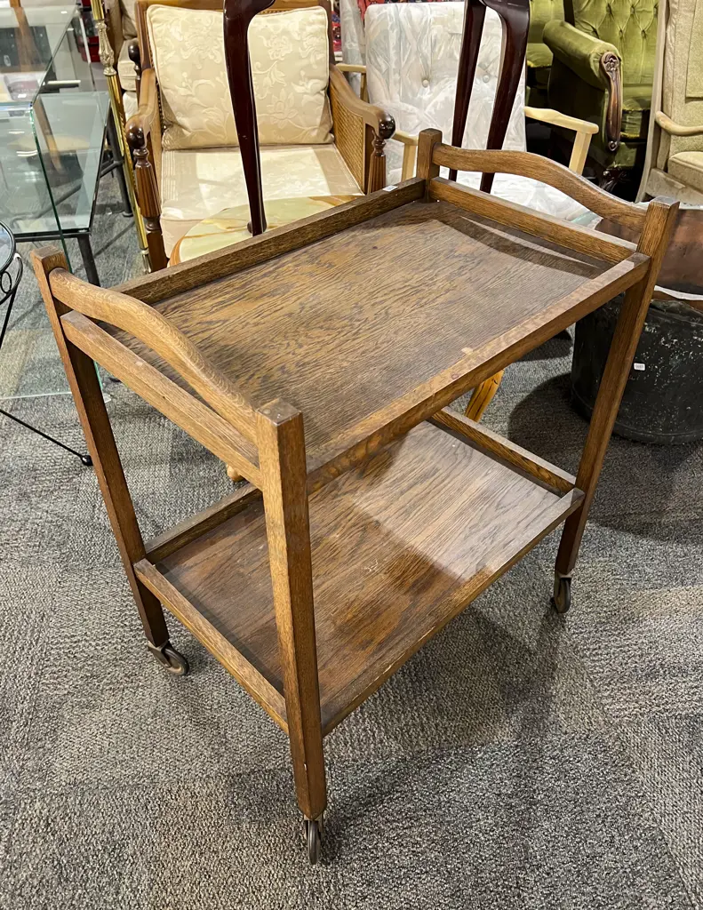 Oak Two Tier Tea Trolley Image 1++