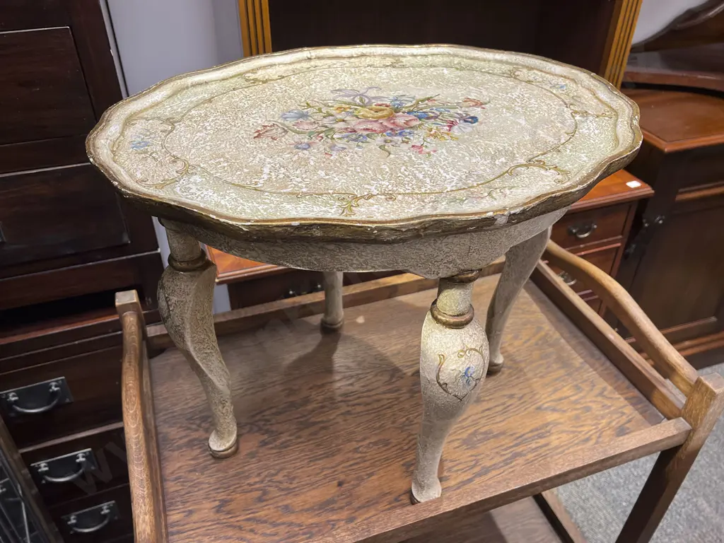 Painted Floral Decorated Occasional Table Image 1++