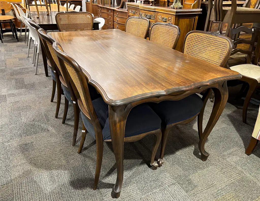 Mahogany Cabriole Leg Dining Table together with Eight Wycombe Back Dining Chairs Image 1++