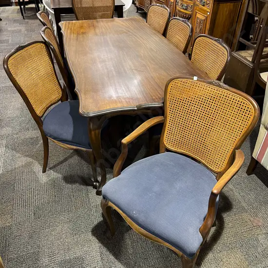 Mahogany Cabriole Leg Dining Table together with Eight Wycombe Back Dining Chairs