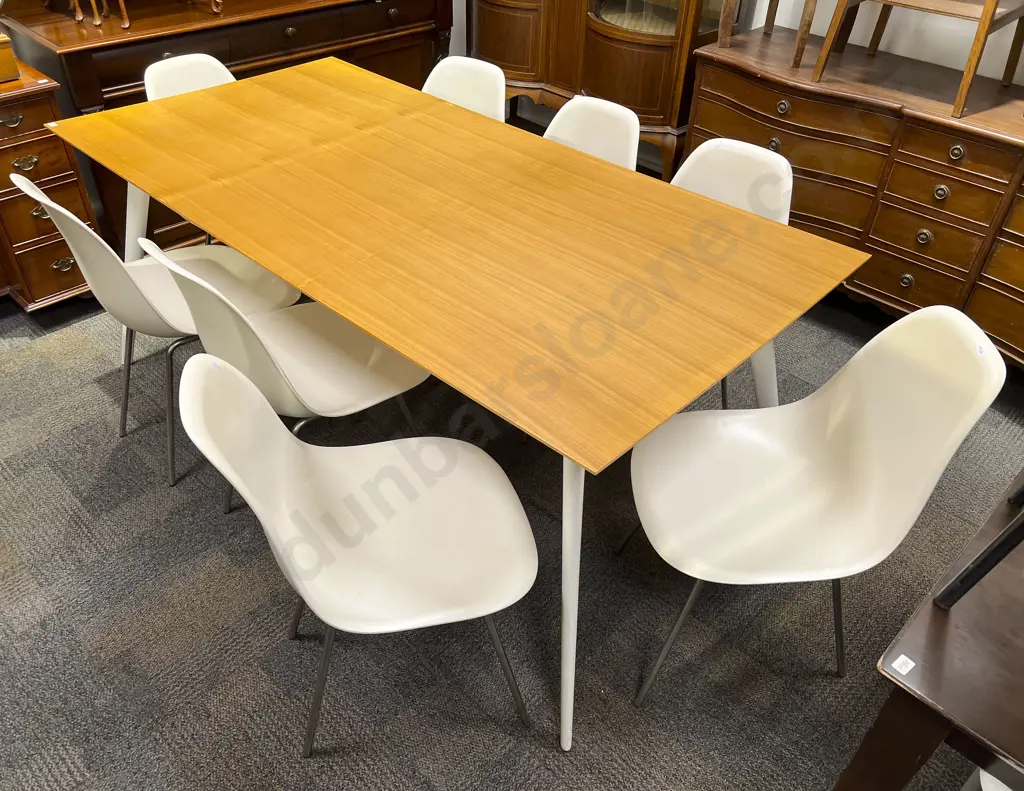 Modern Dining Table & Eight Bucket Dining Chairs Image 1++
