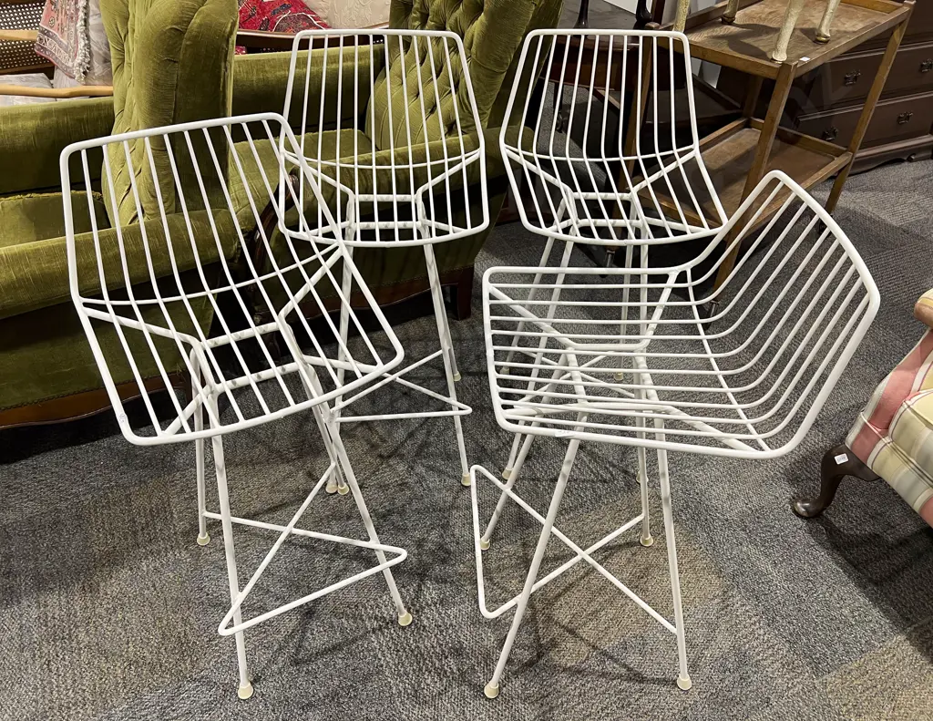 Set of Four Mid C20th Wire Bar Stools Image 1++