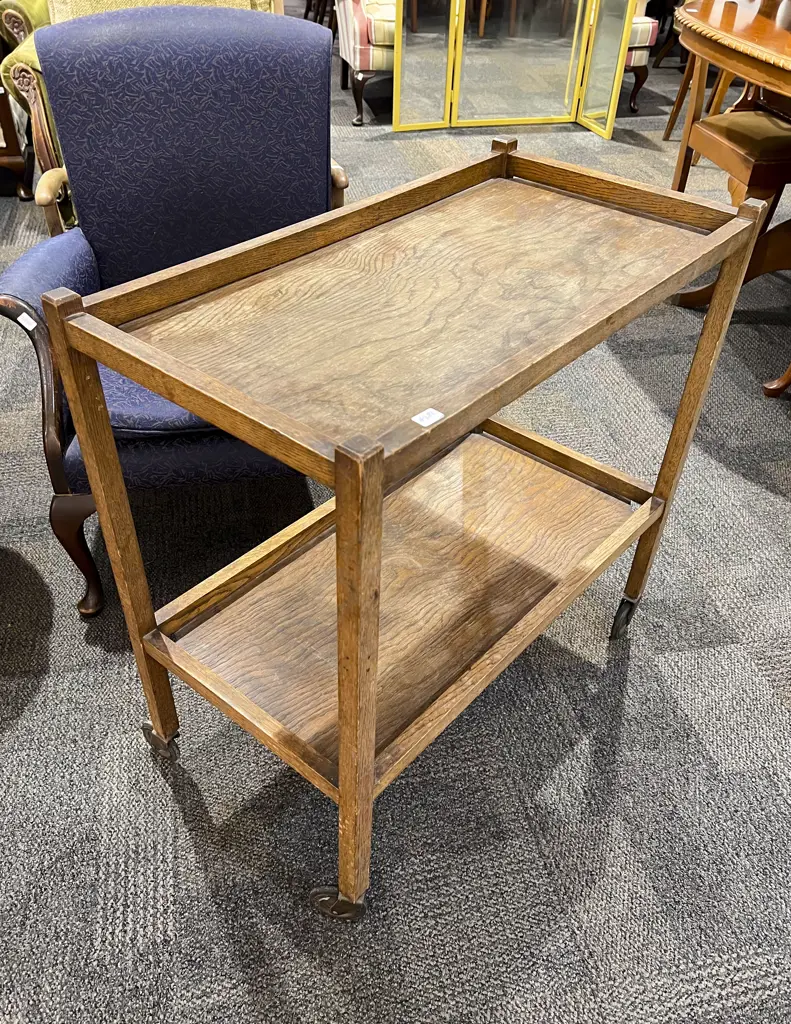 Oak Two Tier Tea Trolley Image 1++