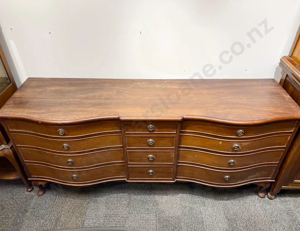 Mahogany Serpentine & Central Breakfront Lowboy Chest Image 1++