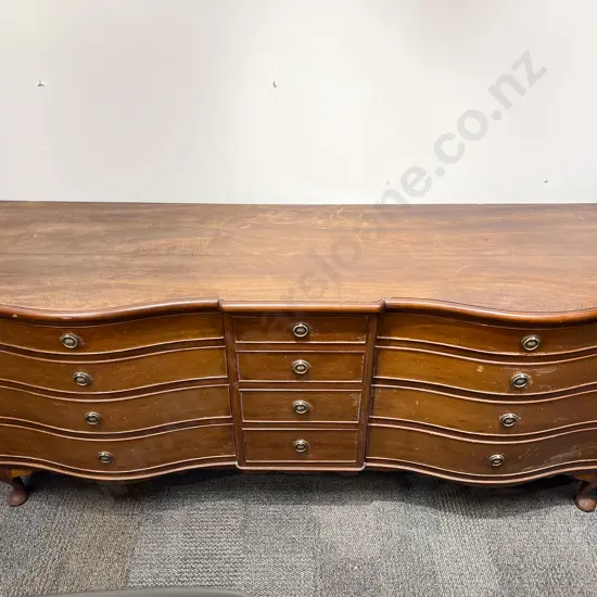 Mahogany Serpentine & Central Breakfront Lowboy Chest