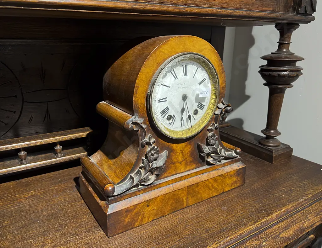Burr Walnut Mantel Clock Image 1++