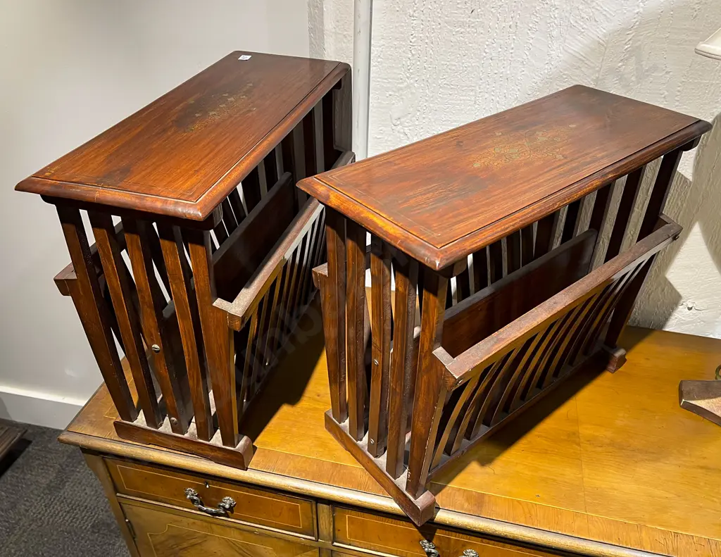Pair of Inlaid Magazine Stands Image 1++