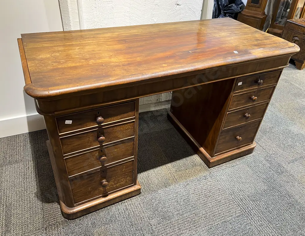 Antique Mahogany Pedestal Desk Image 1++