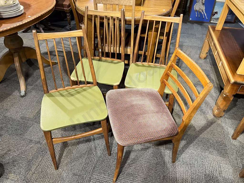 Three Mid Century Knife Back Dining Chair with Associated Single Chair Image 1++