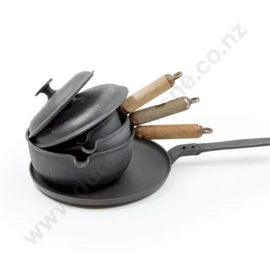 Graduated Set of Three Le Crueset Saucepans together with Skillet