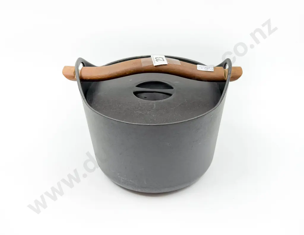 Cast Iron Lidded Casserole with Wooden Carry Handle Image 1++