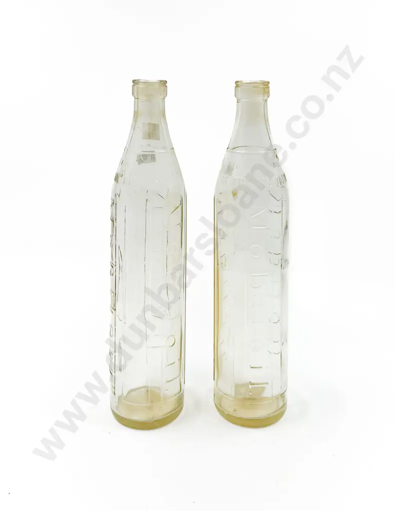 Two Vintage Glass Mobil Oil Bottles Image 1++