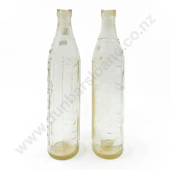 Two Vintage Glass Mobil Oil Bottles