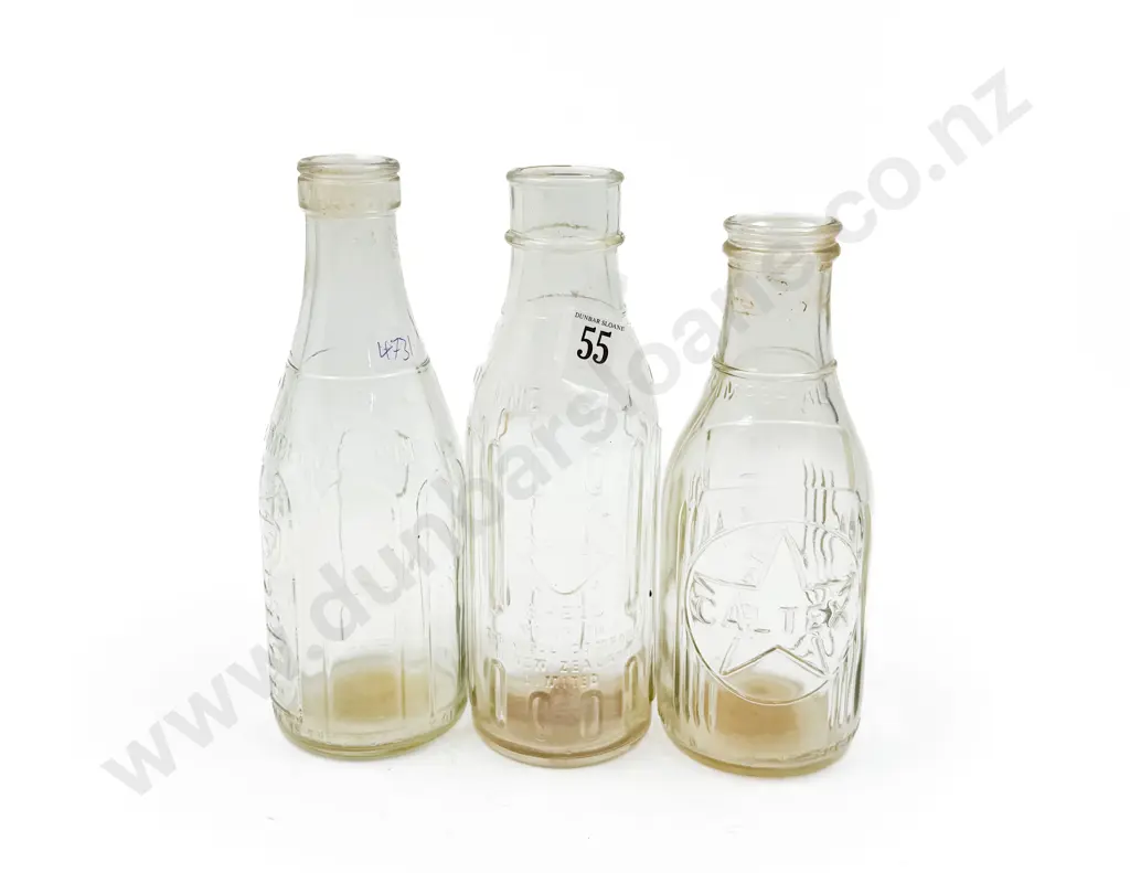 Three Assorted Vintage Glass Oil Bottles Image 1++
