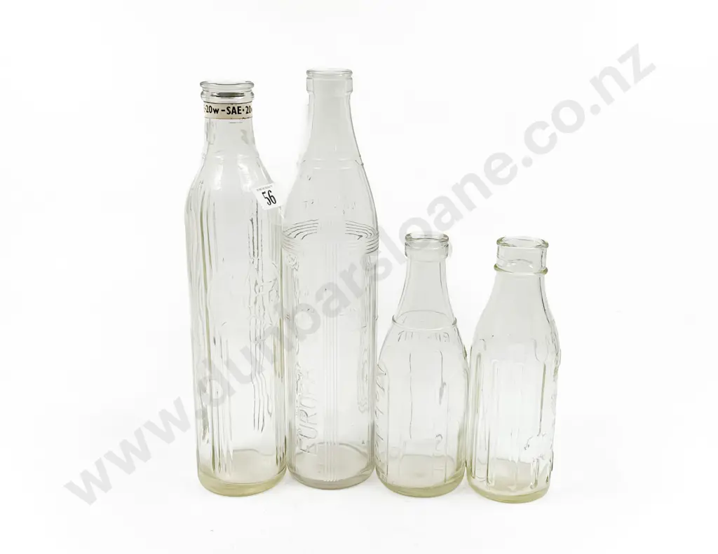 Two Vintage Glass Oil Bottles & Two Smaller Image 1++
