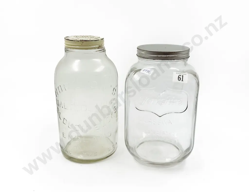 Two Vintage Branded Glass Jars Image 1++