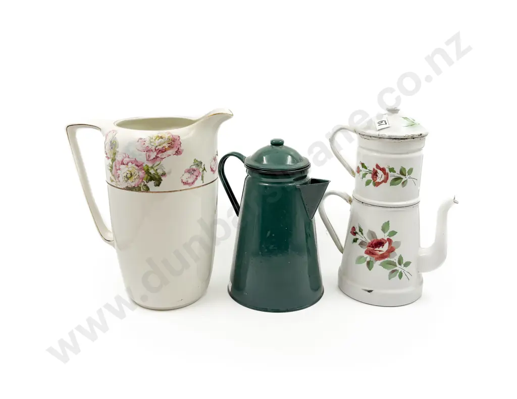 Grimwades Jug & Two Pieces of Enamel Ware Image 1++