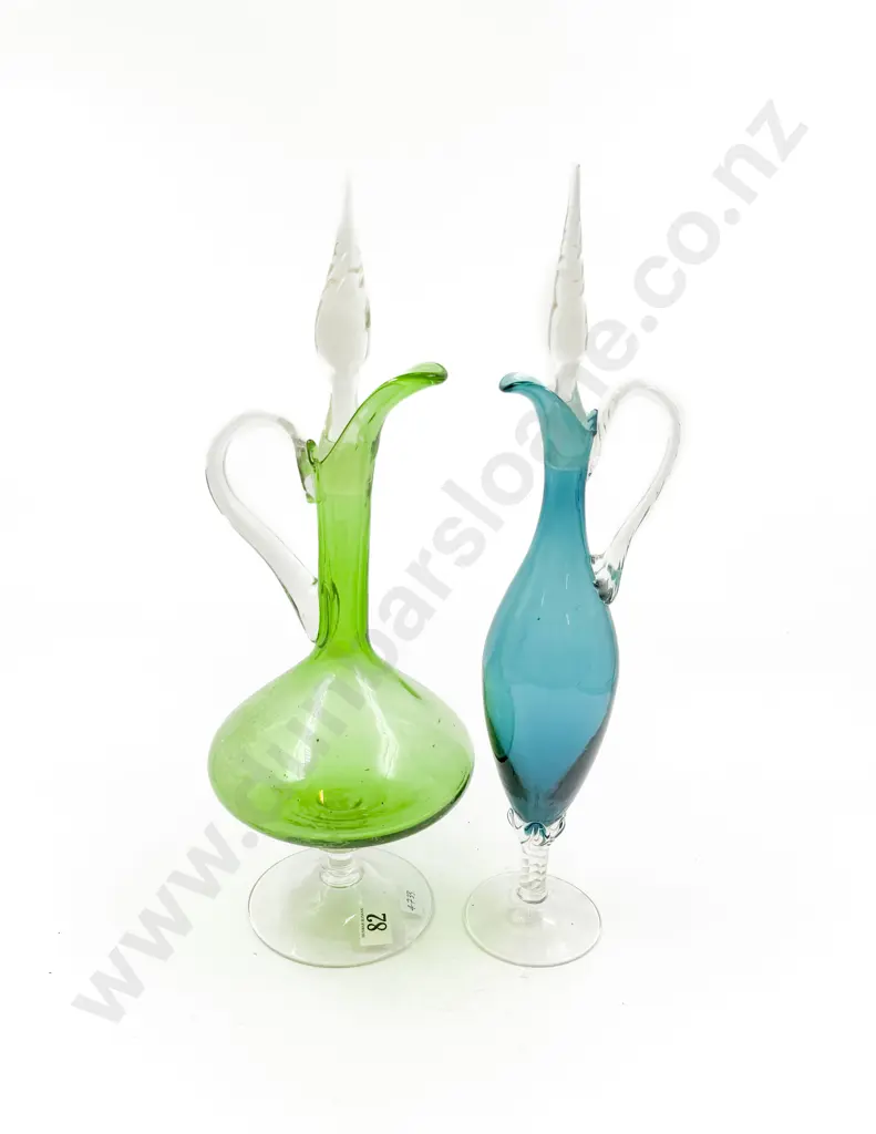 Two Coloured Glass Ewers Image 1++