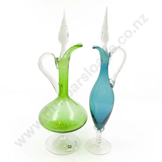 Two Coloured Glass Ewers